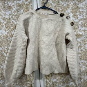 Madewell Cream Button-Accent Sweater